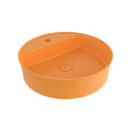 Bocchi Sottile Slim Line Batarya Banklı Yuvarlak Lavabo 45 cm Parlak Mandalina Sarısı