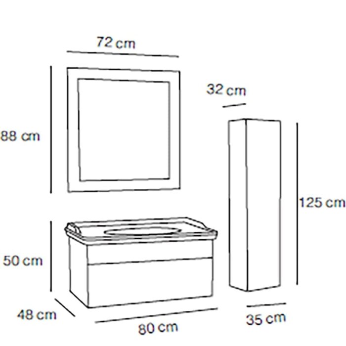 Fym Prada 80 cm Banyo Dolabı