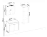 Gent Boztepe 5565 V32 Banyo Dolabı 65 cm - Boztepe-5565-V32-65 - Banyo Dolapları - 1