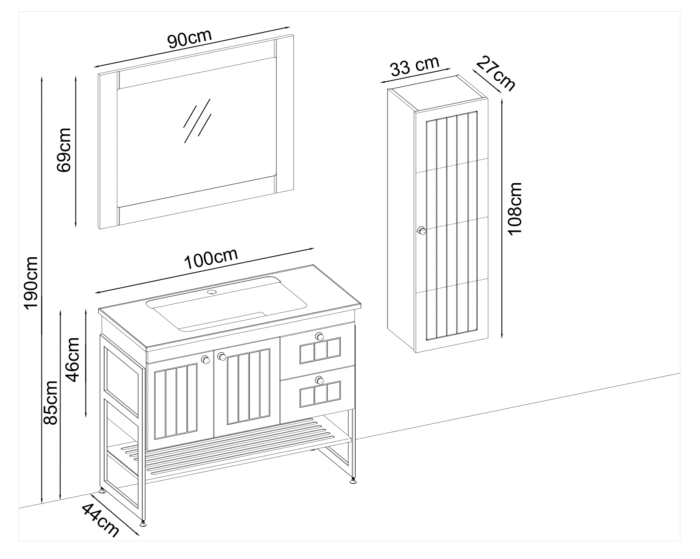 Gent Efes 46100 V31 Banyo Dolabı 100 cm - Efes-46100-V31-100 - Banyo Dolapları - 1