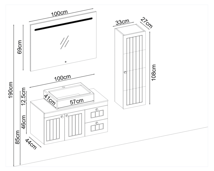 Gent Efes 46100 V33 Banyo Dolabı 100 cm - Efes-46100-V33-100 - Banyo Dolapları - 2