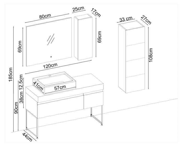Gent Moderno 28120 V32 Banyo Dolabı 120 cm - Moderno-28120-V32-120 - Banyo Dolapları - 1