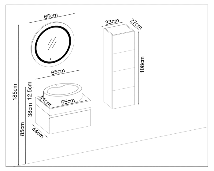 Gent Moderno 2865 V31 Banyo Dolabı 65 cm - Moderno-2865-V31-65 - Banyo Dolapları - 1