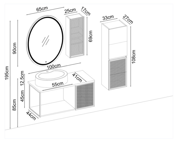Gent Novelli 100 V31 Banyo Dolabı 100 cm - Novelli-100-V31-100 - Banyo Dolapları - 3
