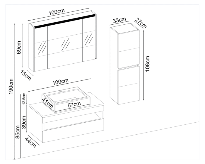 Gent Vital 39100 V31 Banyo Dolabı 100 cm - Vital-39100-V31-100 - Banyo Dolapları - 2