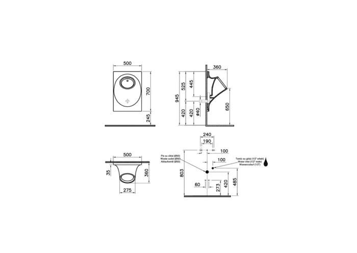 Vitra İstanbul Pisuvar Temassız Pilli Siyah - 4517B070-5300 - Pisuvarlar - 2