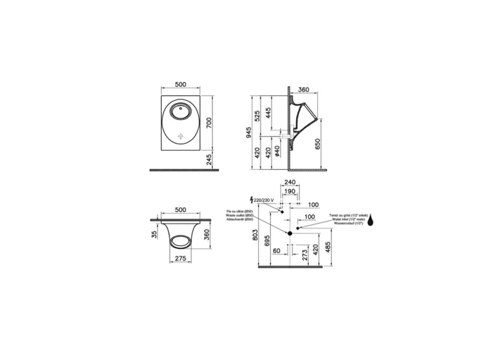Vitra İstanbul Pisuvar Temassız Titreşimli Elektrikli Beyaz - 4517B003-5301 - Pisuvarlar - 1