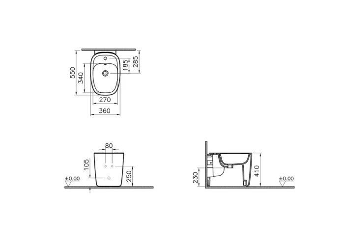 Vitra Plural Yerden Bide Beyaz - 7816B403-0288 - Bideler (Abdestlik) - 1