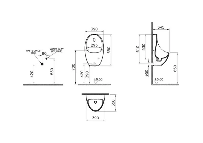Vitra Temassız Pisuvar Temassız Pilli Beyaz - 7809B003-5330 - Pisuvarlar - 1
