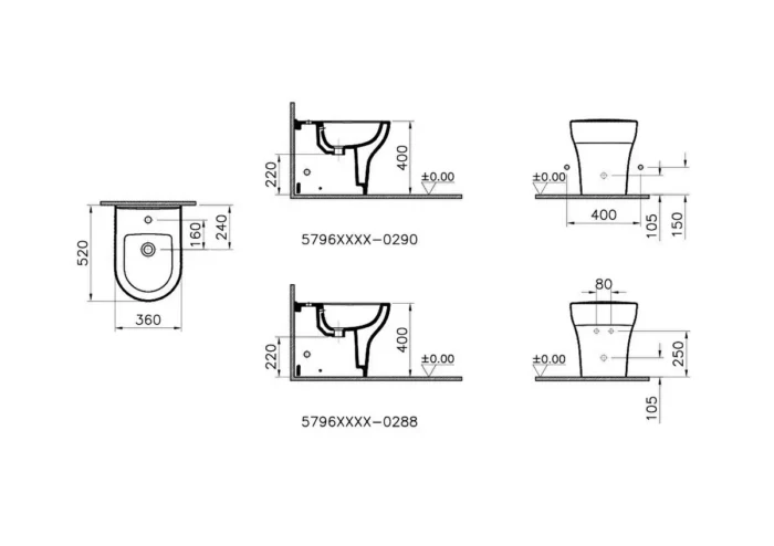 Vitra Zentrum Yerden Bide Beyaz - 5796L003-0288 - Bideler (Abdestlik) - 1