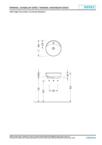 Eca Serel Nita Yuvarlak Minimal Batarya Delikli Lavabo 46x46 cm