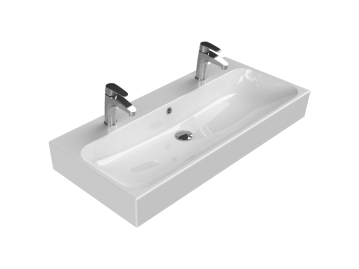 Etajerli Lavabo Pinto 100x47 cm Cift Batarya Delikli