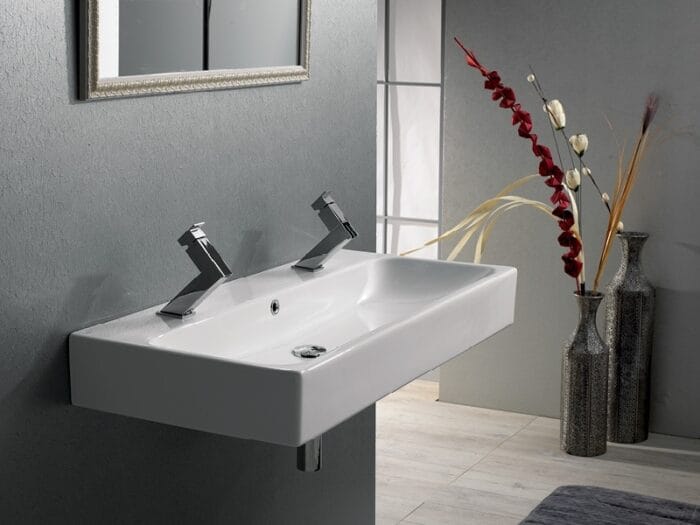 Etajerli Lavabo Pinto 100x47 cm Cift Batarya Delikli 2 1