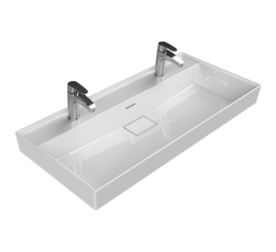 Etajerli Lavabo Sharp 100x48 cm Cift Batarya Delikli