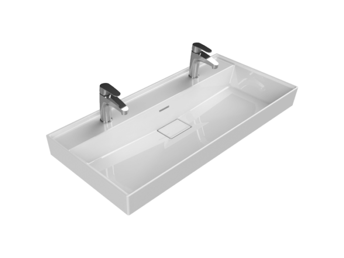 Etajerli Lavabo Sharp 100x48 cm Cift Batarya Delikli