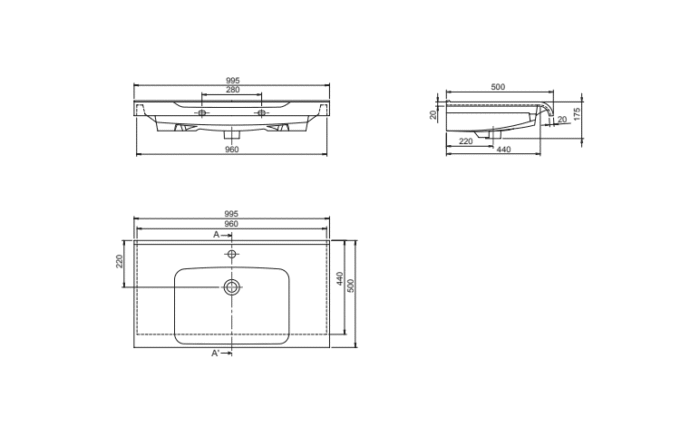 Cerastyle Anova Etajerli Lavabo 100x50 cm - VB027A42U003Y01102 - Etajerli Lavabo - 3