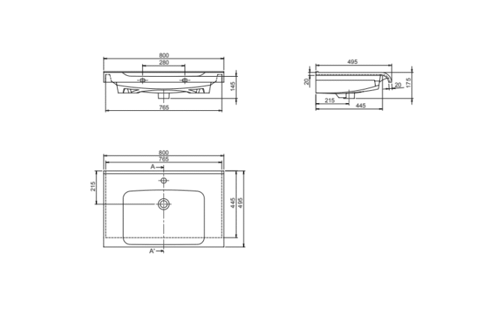 Cerastyle Anova Etajerli Lavabo 80x50 cm - VB027M52U003Y01102 - Etajerli Lavabo - 3