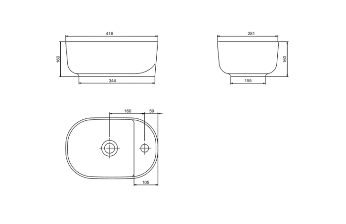 Cerastyle Aqua Lavabo 42x28 cm