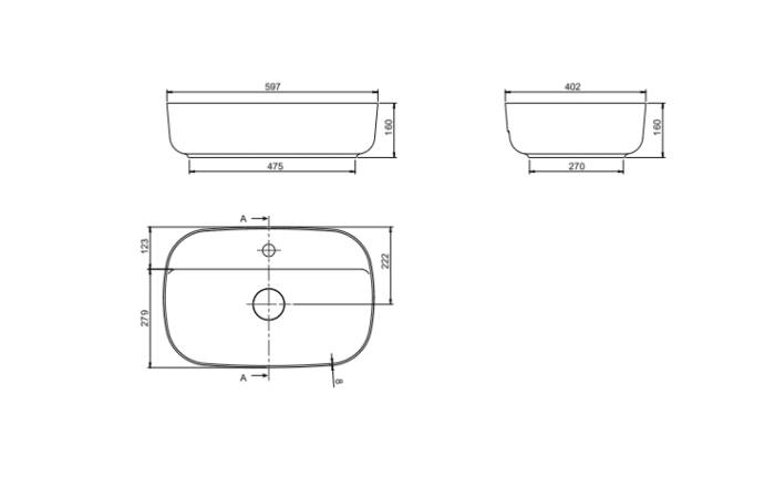 Cerastyle Aqua Lavabo 60x40 cm - OC007H61U003Y01102 - Tezgah Üstü Lavabo - 3