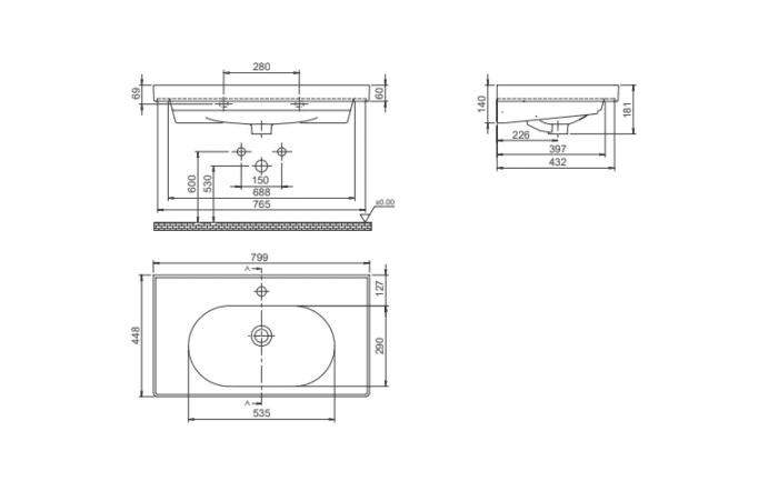 Cerastyle Arya Etajerli Lavabo 80x45 cm - VB042M22U003Y01102 - Etajerli Lavabo - 3