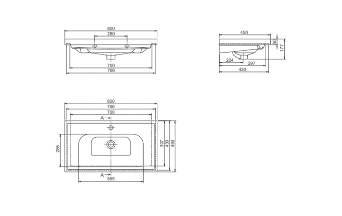 Cerastyle Frame Etajerli Lavabo 80x45 cm - VB015M22U003Y01102 - Etajerli Lavabo - 3