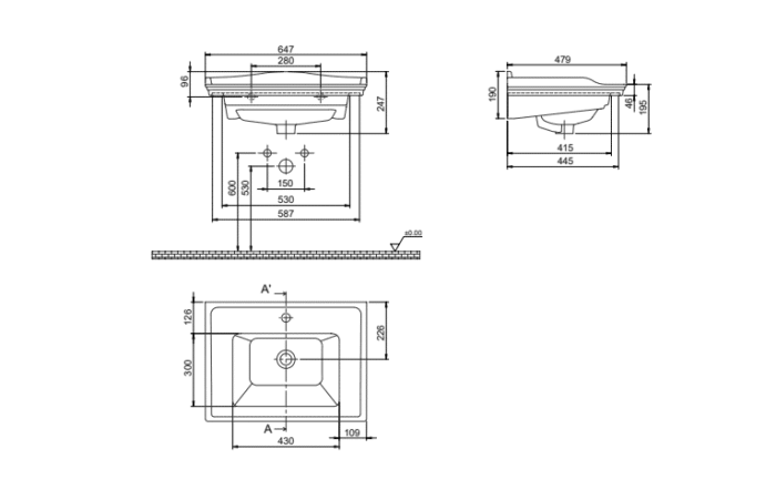 Cerastyle Kapadokya Etajerli Lavabo 65x48 cm - VB008J62U003Y01102 - Etajerli Lavabo - 3