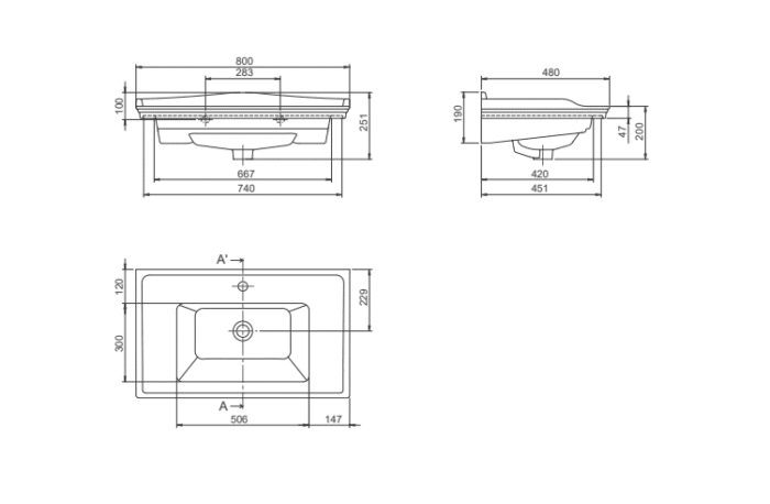 Cerastyle Kapadokya Etajerli Lavabo 80x48 cm - VB008M42U003Y01102 - Etajerli Lavabo - 3