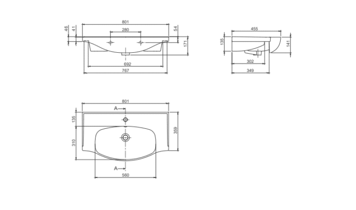 Cerastyle Lila Etajerli Lavabo 80x45 cm - VB018M22U003Y01102 - Etajerli Lavabo - 1