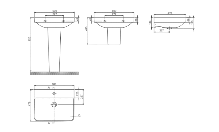 Cerastyle Noura Lavabo 60x48 cm AYAK UYUMLU