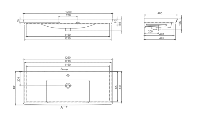 Cerastyle Porto D Etajerli Lavabo 125x48 cm - VB067C32U003Y01102 - Etajerli Lavabo - 3