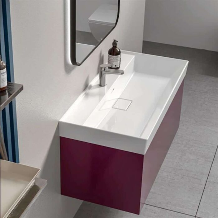 Cerastyle Sharp Etajerli Lavabo 120x48 cm (Çift Hazneli, Çift Batarya Delikli)