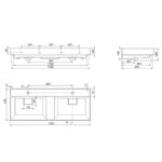 Cerastyle Sharp Etajerli Lavabo 120x48 cm (Çift Hazneli, Çift Batarya Delikli) - VB012B72T003Y01102 - Etajerli Lavabo - 2