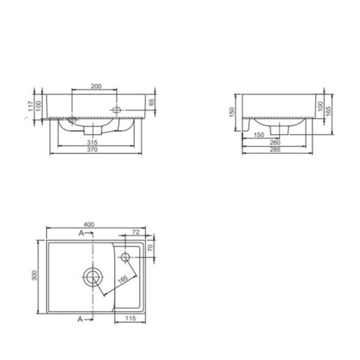 Cerastyle Sharp Etajerli Lavabo 40x30 cm - WB012T82U003Y01102 - Etajerli Lavabo - 1