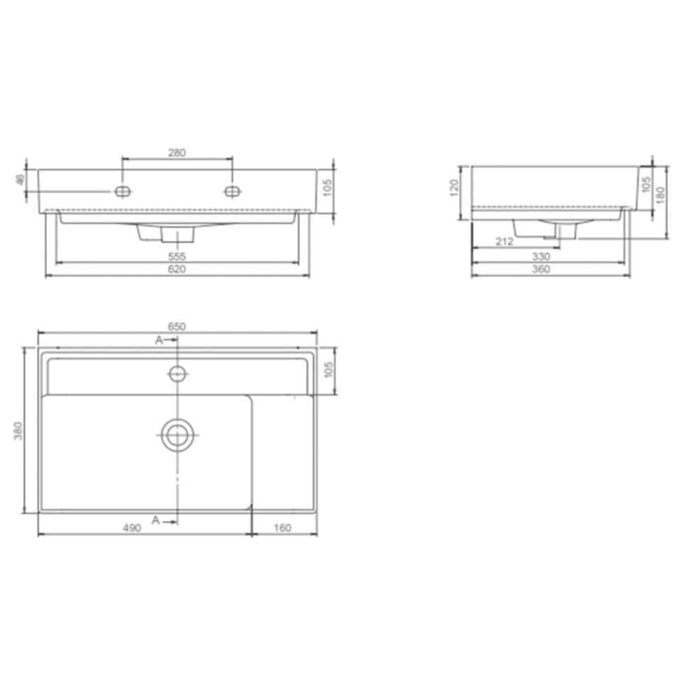 Cerastyle Sharp Etajerli Lavabo 65x38 cm - WB012J02U003Y01102 - Etajerli Lavabo - 1