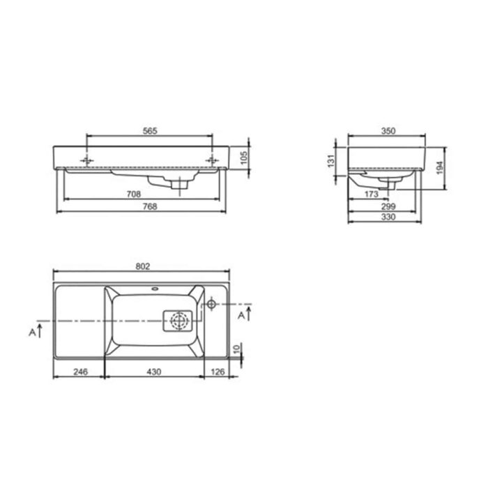 Cerastyle Sharp Etajerli Lavabo 80x35 cm - VB012T52R003Y01102 - Etajerli Lavabo - 1