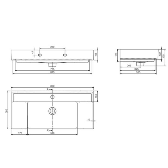 Cerastyle Sharp Etajerli Lavabo 85x38 cm - WB012N42U003Y01102 - Etajerli Lavabo - 1