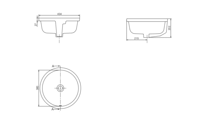 Cerastyle Suit Tezgahaltı Lavabo Ø 38 cm - UB065D22W003Y01102 - Tezgah Altı Hilton Lavabo - 1