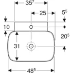 Geberit ONE çanak lavabo kabuk şekilli dikey çıkış - 505.041.01.6 - Çanak Lavabo - 1