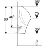 Geberit Selnova Trigonal Pisuvar Arkadan Su Girişli Çevresel Yıkamalı - 501.666.00.1 - Pisuvarlar - 2