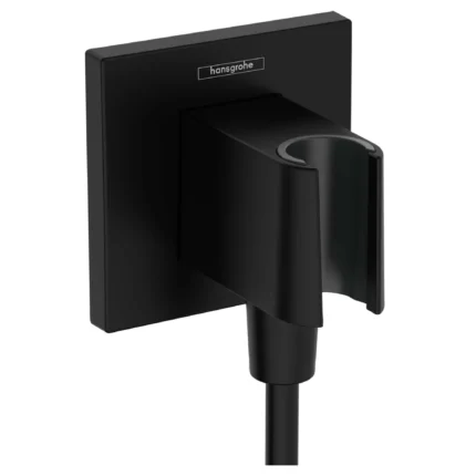 Hansgrohe FixFit E Duş Askılı Satin Siyah Çıkış Dirseği - 26889670 - Duş Çıkış Dirseği