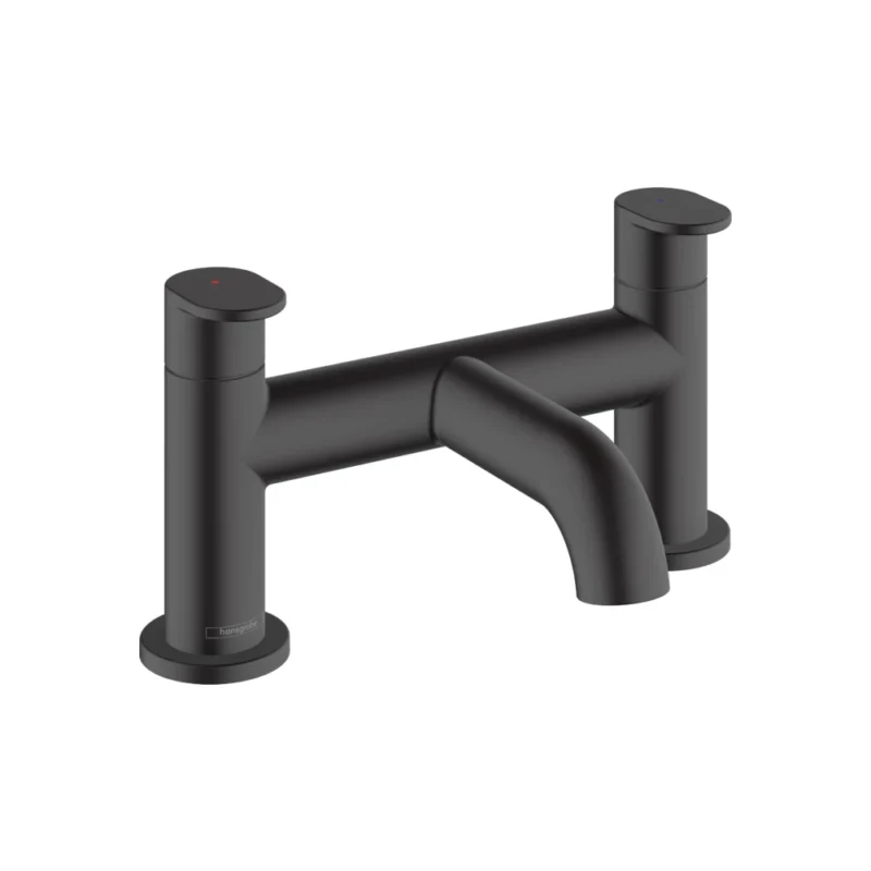 Hansgrohe Vernis Blend 2 Delikli Kenarlı Siyah Banyo Bataryası - 71442670 - Ankastre Küvet Bataryası