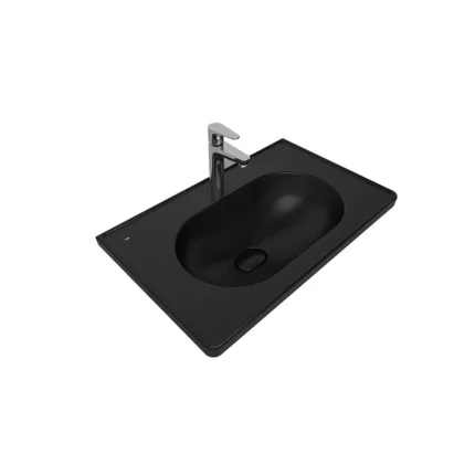 Kale Zero 2.0 80x50 Etajerli Lavabo Mat Siyah