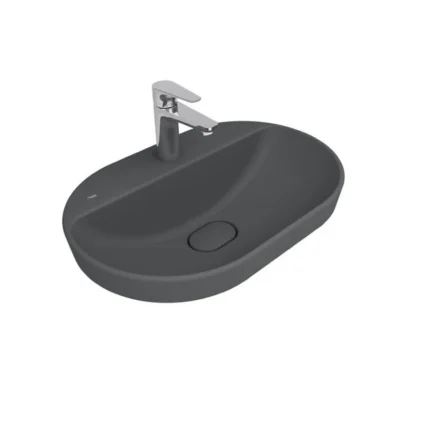 Kale Zero 2.0 60x40 Yarı Gömme Oval Lavabo Mat Antrasit Gri - 310200200540 - Yarım Tezgah Lavabo