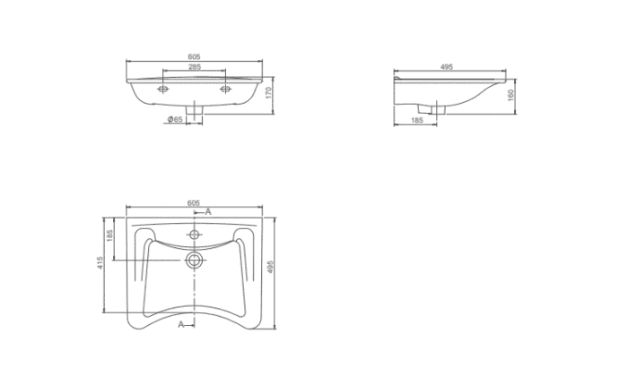 Turkuaz Bedensel Engelli Lavabo 60x49,5 - DB064I12U003Y02102 - Bedensel Engelli Ürünleri - 2