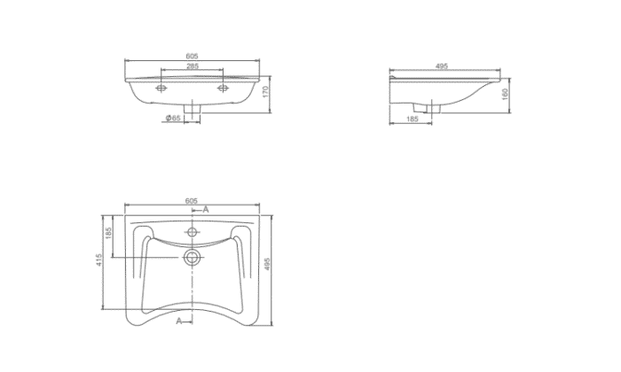 Turkuaz Bedensel Engelli Lavabo 60x49,5