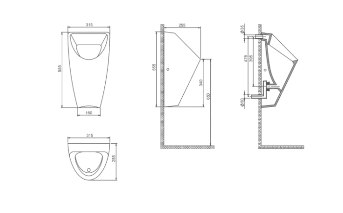Turkuaz City Pisuvar Temiz Su Girişi Arkadan (Gizli) - UR00200FP003Y02102 - Pisuvarlar - 2