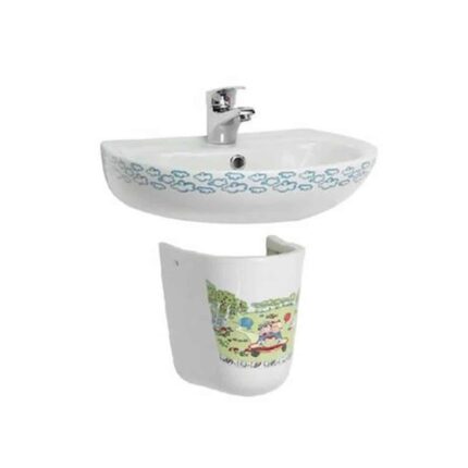 Turkuaz Yumurcak Lavabo 35x45 cm + Yarım Ayak