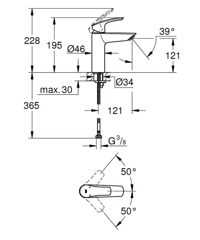 eurosmart tek kumandali lavabo bataryasi m boyut tek govde lavabo bataryalari grohe 1029952 35 B