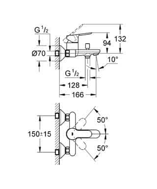 grohe bauedge banyo bataryasi 3156 banyo ve dus bataryalari geleneksel modeller grohe bauedge 1031436 27 B