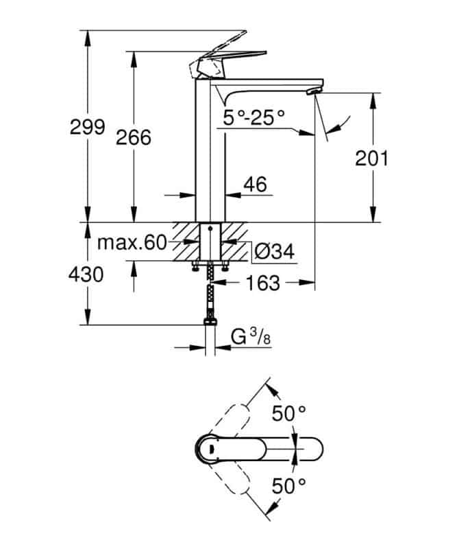 grohe canak lavabo bataryasi eurocosmo xl boyut krom 23921000 canak lavabolar icin yuksek bataryalar grohe eurosmart 1029711 30 B